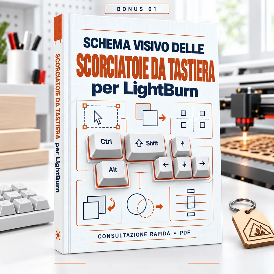Bonus 1: Schema visivo delle scorciatoie da tastiera di LightBurn